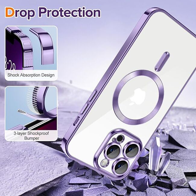 Husa pentru  iPhone 13 Pro Max cu MagSafe si protectie pentru lentile anti-shock 1.5 mm - mov