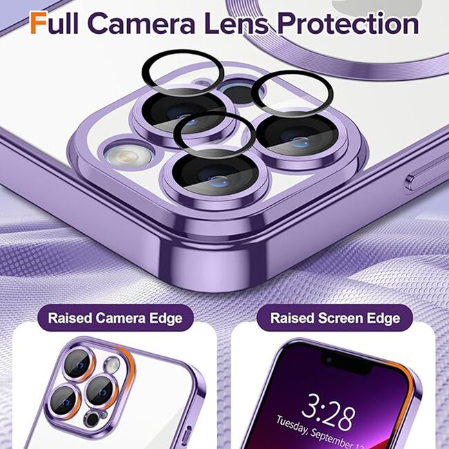 Husa pentru  iPhone 13 Pro Max cu MagSafe si protectie pentru lentile anti-shock 1.5 mm - mov