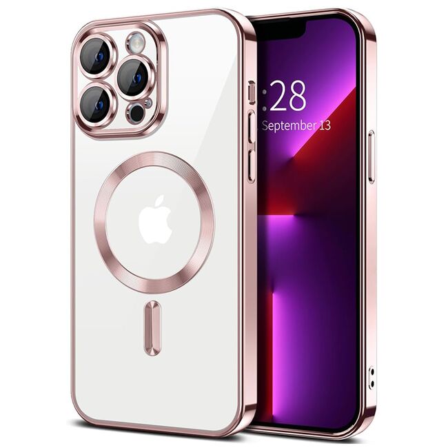 Husa pentru  iPhone 13 Pro Max cu MagSafe si protectie pentru lentile anti-shock 1.5 mm - roz