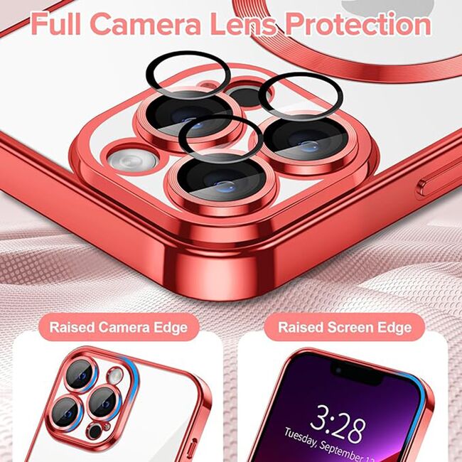 Husa pentru  iPhone 13 Pro Max cu MagSafe si protectie pentru lentile anti-shock 1.5 mm - rosu