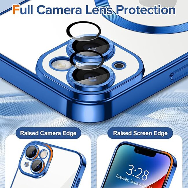 Husa pentru iPhone 14 cu MagSafe si protectie pentru lentile anti-shock 1.5 mm - deep blue