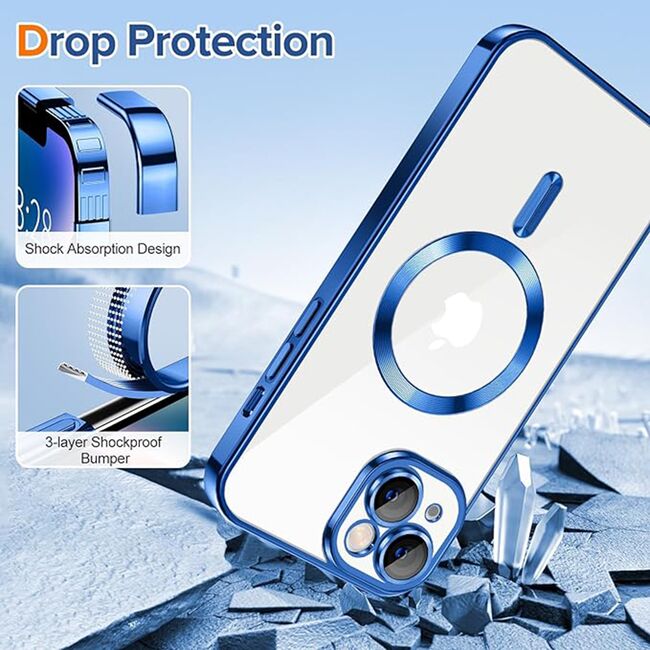 Husa pentru iPhone 14 cu MagSafe si protectie pentru lentile anti-shock 1.5 mm - deep blue