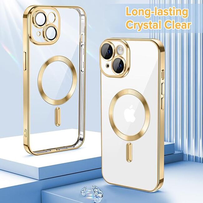 Husa pentru iPhone 14 cu MagSafe si protectie pentru lentile anti-shock 1.5 mm - gold
