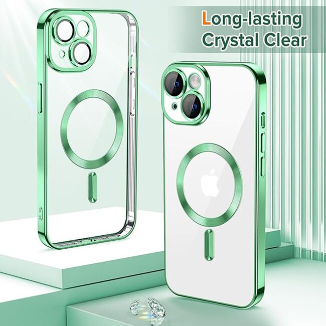 Husa pentru iPhone 14 cu MagSafe si protectie pentru lentile anti-shock 1.5 mm - light green