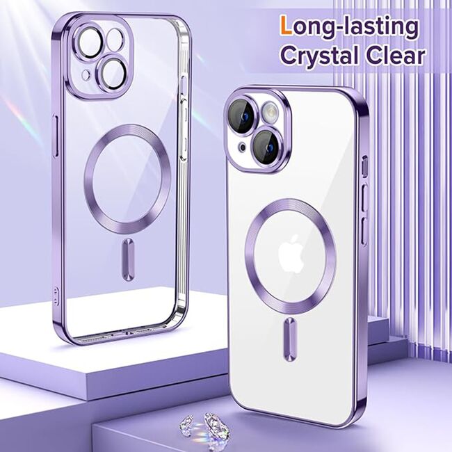 Husa pentru iPhone 14 cu MagSafe si protectie pentru lentile anti-shock 1.5 mm - light purple
