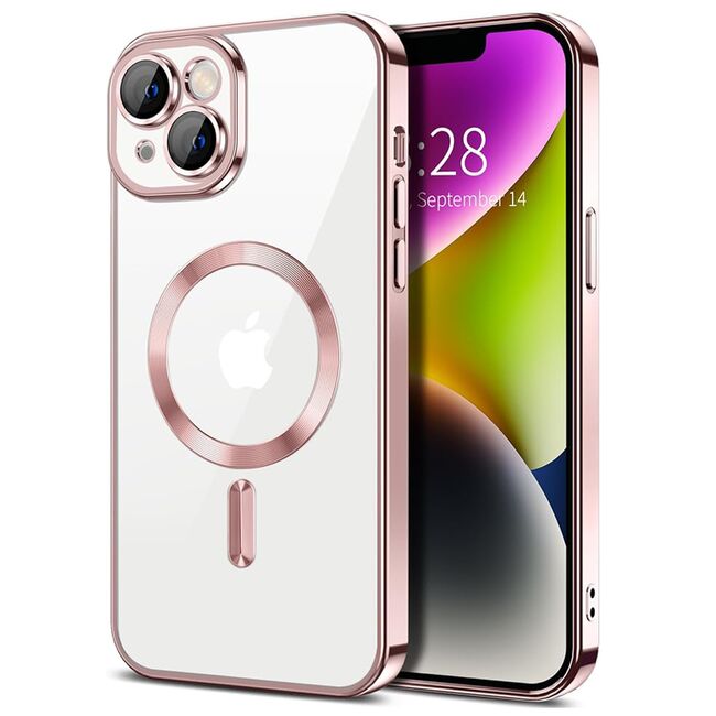 Husa pentru iPhone 14 cu MagSafe si protectie pentru lentile anti-shock 1.5 mm - pink