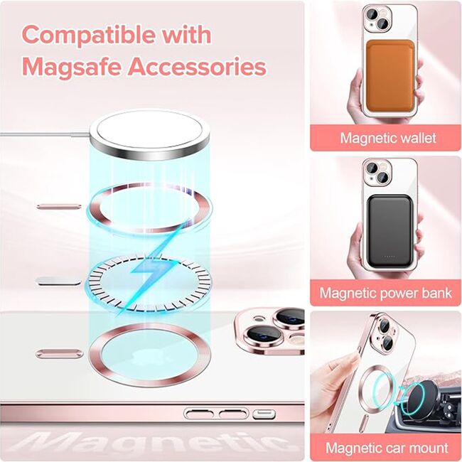 Husa pentru iPhone 14 cu MagSafe si protectie pentru lentile anti-shock 1.5 mm - pink