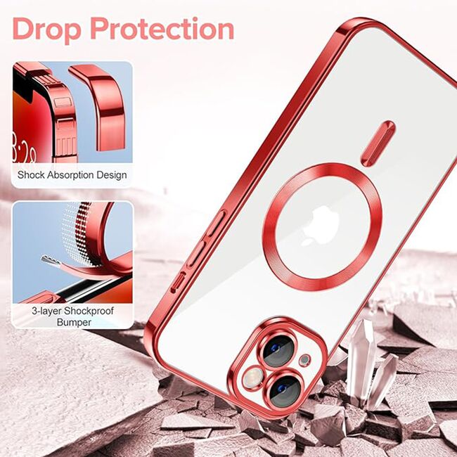 Husa pentru iPhone 14 cu MagSafe si protectie pentru lentile anti-shock 1.5 mm - rosu