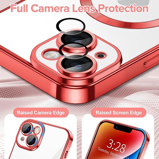 Husa pentru iPhone 14 cu MagSafe si protectie pentru lentile anti-shock 1.5 mm - rosu