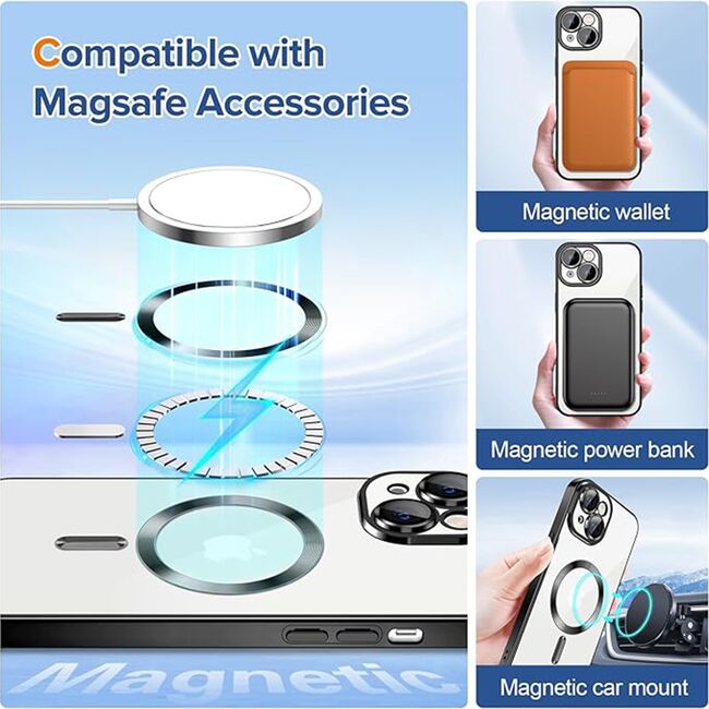 Husa pentru  iPhone 14 Plus cu MagSafe si protectie pentru lentile anti-shock 1.5 mm - negru