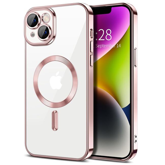 Husa pentru  iPhone 14 Plus cu MagSafe si protectie pentru lentile anti-shock 1.5 mm - roz