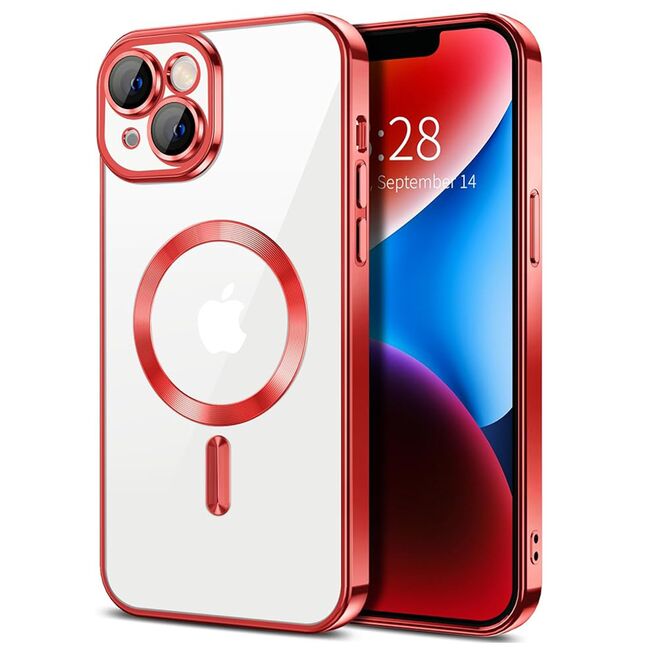 Husa pentru  iPhone 14 Plus cu MagSafe si protectie pentru lentile anti-shock 1.5 mm - rosu