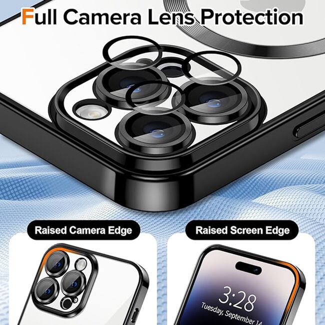Husa pentru  iPhone 14 Pro  cu MagSafe si protectie pentru lentile anti-shock 1.5 mm - negru