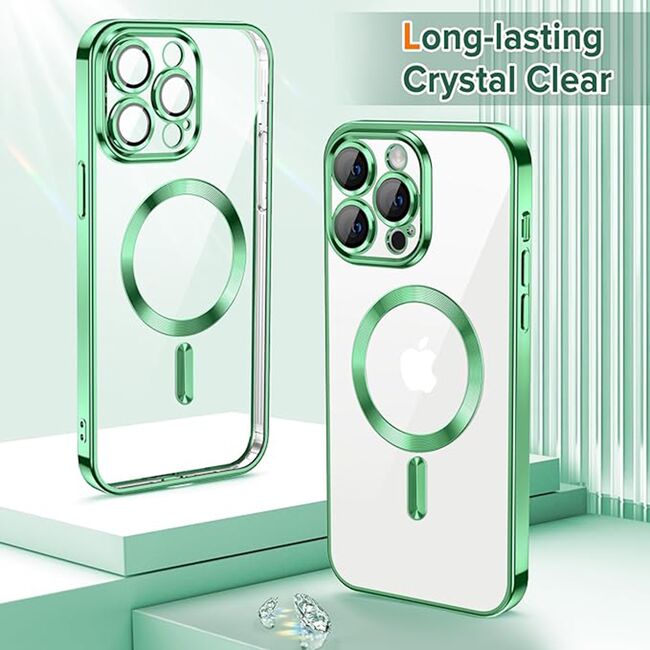 Husa pentru  iPhone 14 Pro  cu MagSafe si protectie pentru lentile anti-shock 1.5 mm - verde deschis