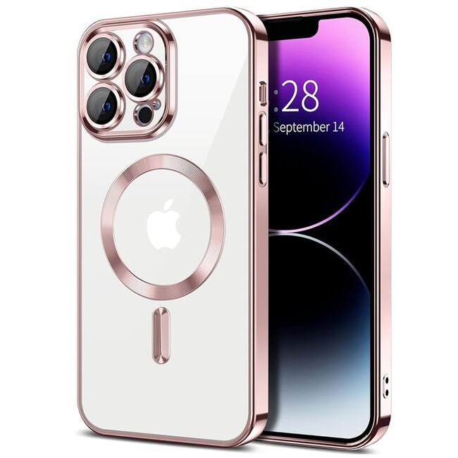 Husa pentru  iPhone 14 Pro Max cu MagSafe si protectie pentru lentile anti-shock 1.5 mm - roz
