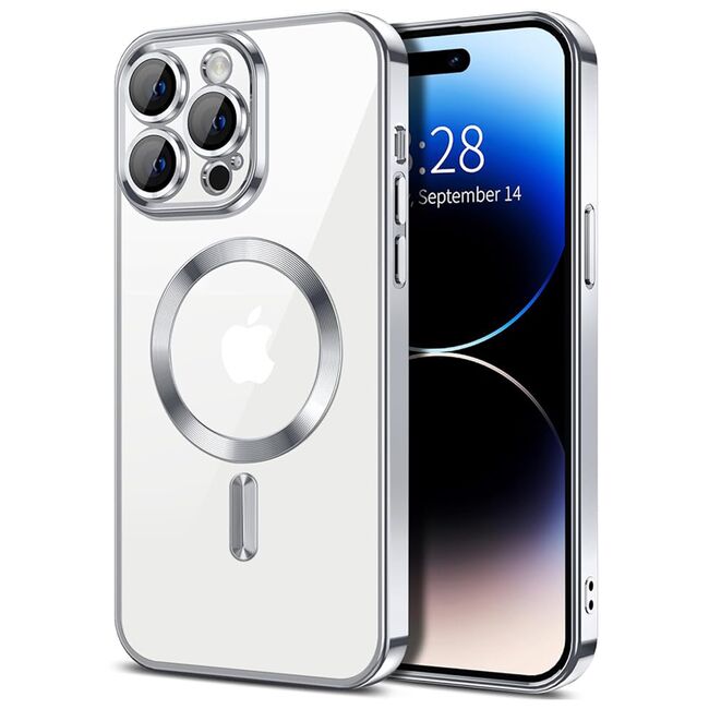 Husa pentru  iPhone 14 Pro Max cu MagSafe si protectie pentru lentile anti-shock 1.5 mm - argintiu