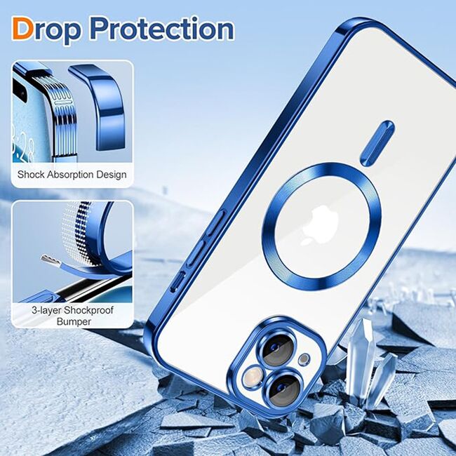 Husa pentru iPhone 15 cu MagSafe si protectie pentru lentile anti-shock 1.5 mm - deep blue