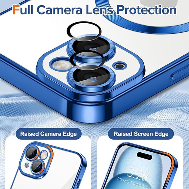 Husa pentru iPhone 15 cu MagSafe si protectie pentru lentile anti-shock 1.5 mm - deep blue