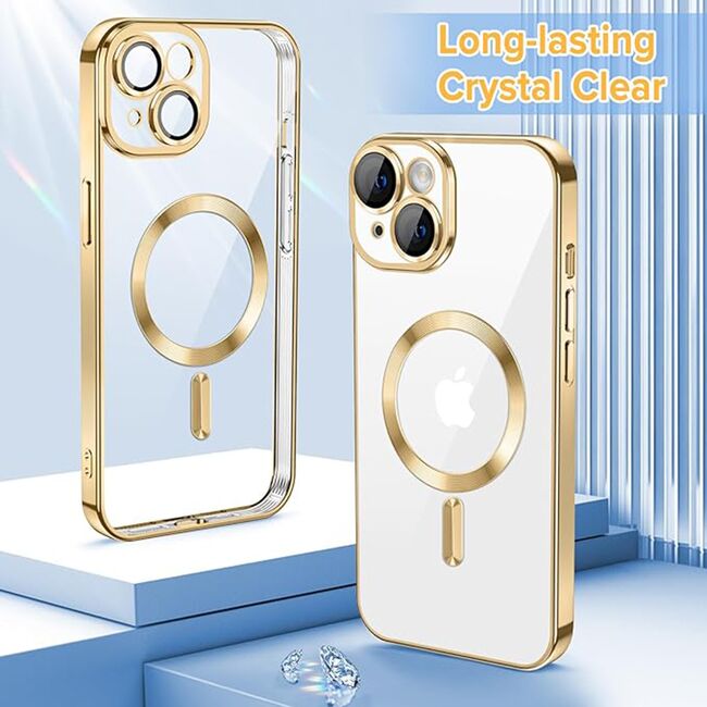 Husa pentru iPhone 15 cu MagSafe si protectie pentru lentile anti-shock 1.5 mm - gold