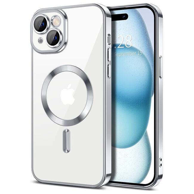 Husa pentru iPhone 15 cu MagSafe si protectie pentru lentile anti-shock 1.5 mm - silver