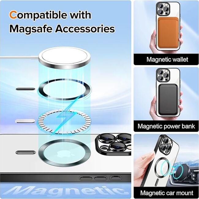 Husa pentru iPhone 15 Pro Max cu MagSafe si protectie pentru lentile anti-shock 1.5 mm - negru