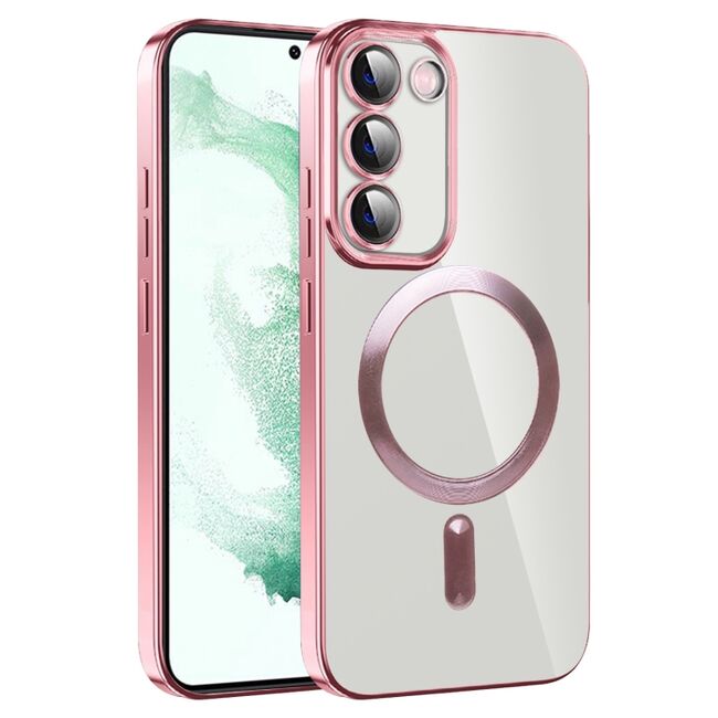 Husa pentru Samsung Galaxy S21 cu MagSafe si protectie pentru lentile anti-shock 1.5 mm - pink