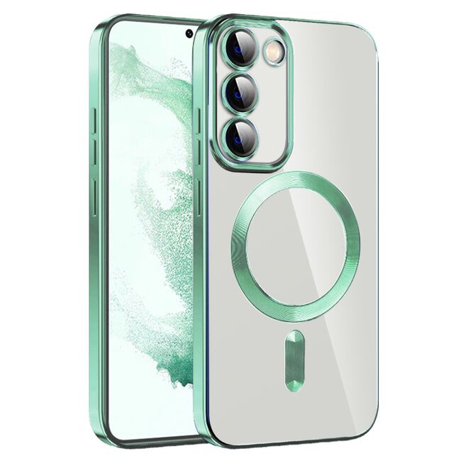 Husa pentru Samsung Galaxy S21 Plus cu MagSafe si protectie pentru lentile anti-shock 1.5 mm - light green