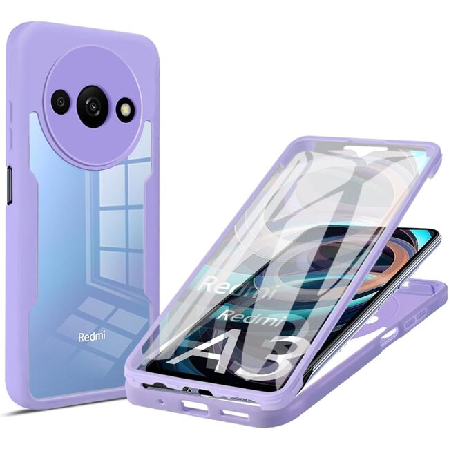 Pachet 360: Husa cu folie integrata pentru Xiaomi Redmi A3 Cover360 fata / spate - mov