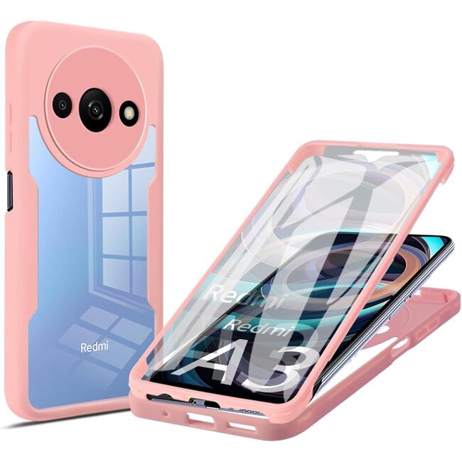 Pachet 360: Husa cu folie integrata pentru Xiaomi Redmi A3 Cover360 fata / spate - roz