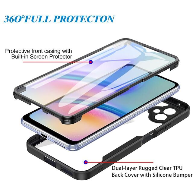 Pachet 360: Husa cu folie integrata pentru Samsung Galaxy A05 Cover360 fata / spate - roz