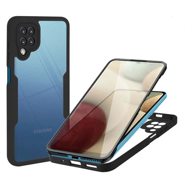 Pachet 360: Husa cu folie integrata pentru Samsung Galaxy A12 Cover360 fata / spate - negru