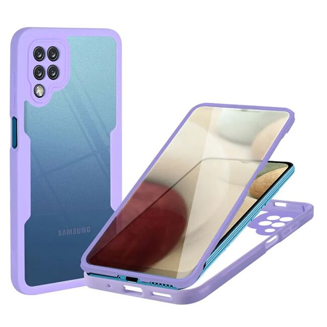 Pachet 360: Husa cu folie integrata pentru Samsung Galaxy A12 Cover360 fata / spate - mov
