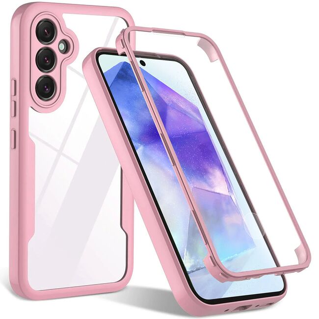 Pachet 360: Husa cu folie integrata pentru  Samsung Galaxy A35 Cover360 fata / spate - roz