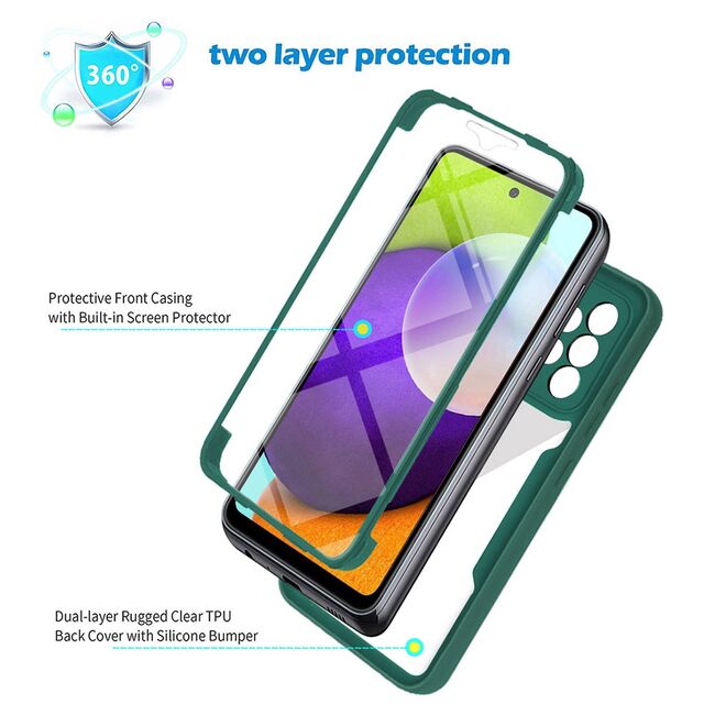 Pachet 360: Husa cu folie integrata pentru Samsung Galaxy A52 / A52s Cover360 fata / spate - blue