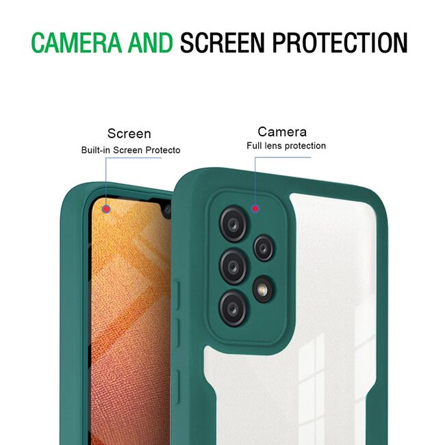 Pachet 360: Husa cu folie integrata pentru Samsung Galaxy A52 / A52s Cover360 fata / spate - blue