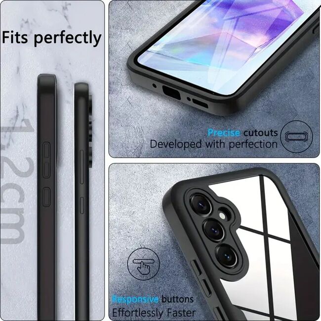 Pachet 360: Husa cu folie integrata pentru Samsung Galaxy A55 Cover360 fata / spate - blue