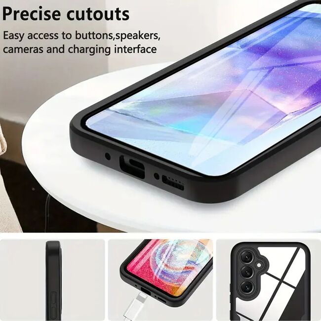 Pachet 360: Husa cu folie integrata pentru Samsung Galaxy A55 Cover360 fata / spate - roz