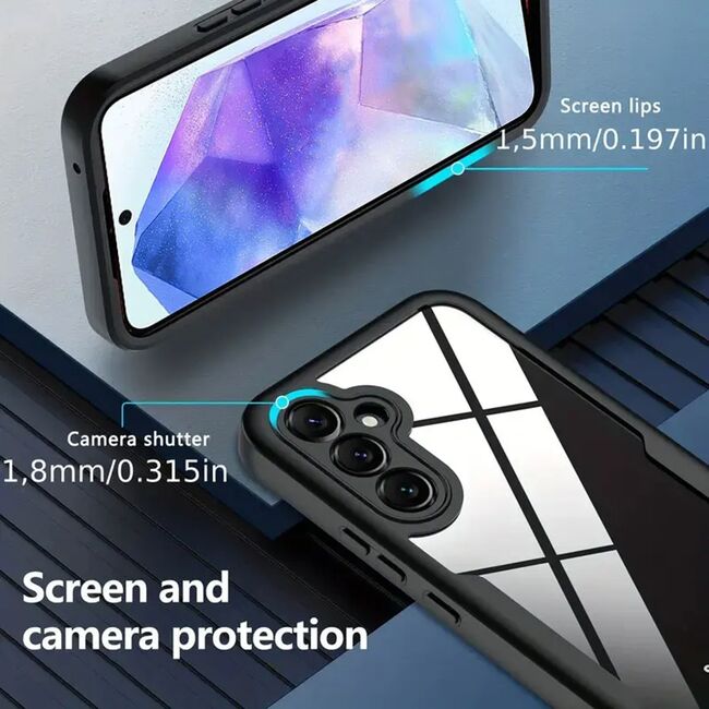 Pachet 360: Husa cu folie integrata pentru Samsung Galaxy A55 Cover360 fata / spate - roz