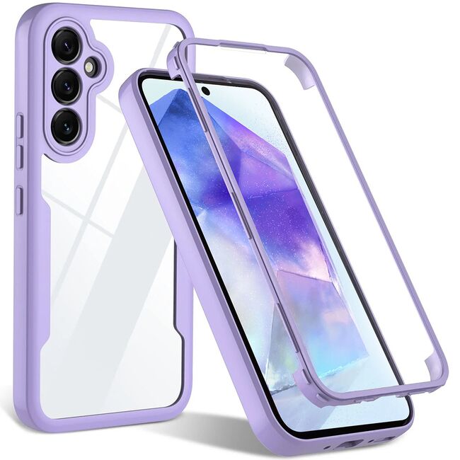 Pachet 360: Husa cu folie integrata pentru Samsung Galaxy A55 Cover360 fata / spate - mov