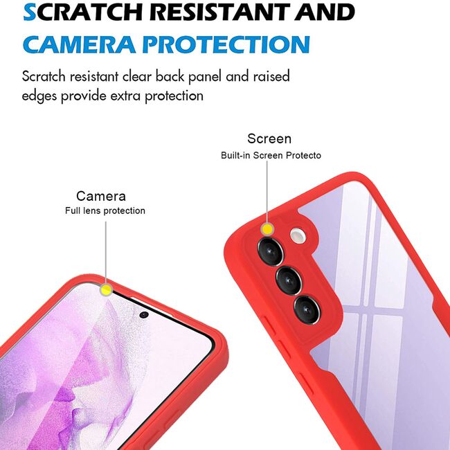 Pachet 360: Husa cu folie integrata pentru Samsung Galaxy S21 FE Cover360 fata / spate - negru