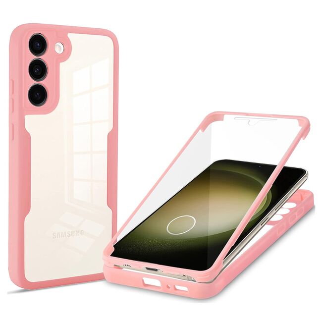 Pachet 360: Husa cu folie integrata pentru  Samsung Galaxy S23 Plus  Cover360 fata / spate - roz