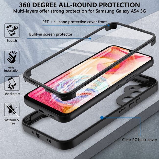 Pachet 360: Husa cu folie integrata pentru Samsung Galaxy S24 Cover360 fata / spate - blue
