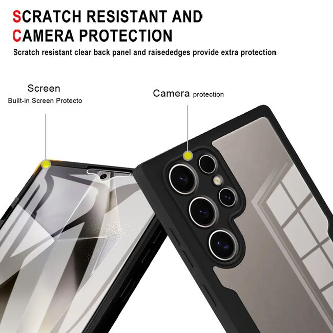 Pachet 360: Husa cu folie integrata pentru Samsung Galaxy S24 Ultra Cover360 fata / spate - negru