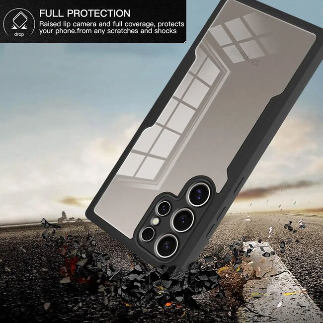 Pachet 360: Husa cu folie integrata pentru Samsung Galaxy S24 Ultra Cover360 fata / spate - negru