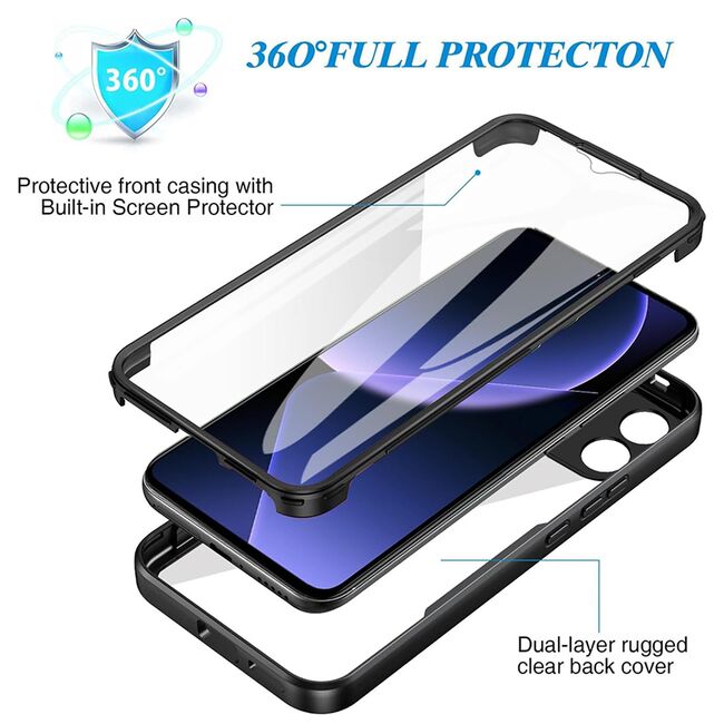 Pachet 360: Husa cu folie integrata pentru Xiaomi 13T, 13T Pro Cover360 fata / spate - roz