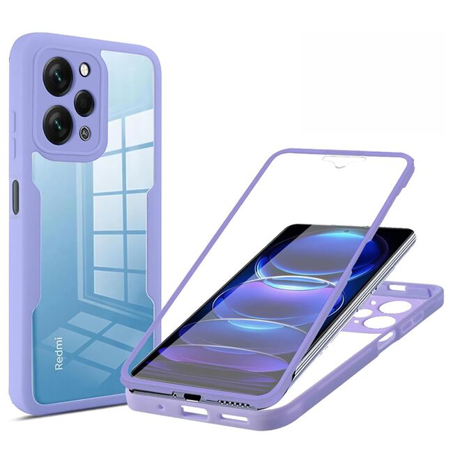 Pachet 360: Husa cu folie integrata pentru Xiaomi Redmi 12 Cover360 fata / spate - mov