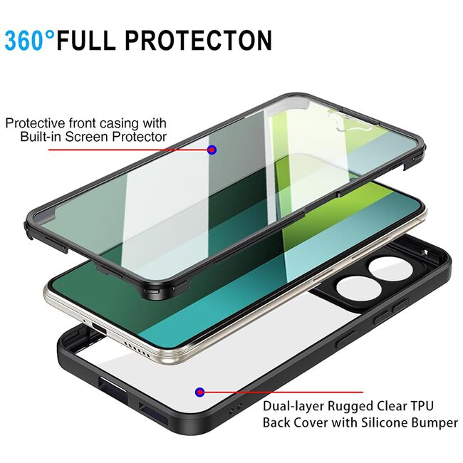 Pachet 360: Husa cu folie integrata pentru Xiaomi Redmi Note 13 Pro 5G Cover360 fata / spate - blue