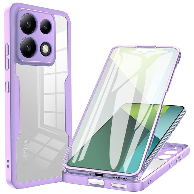 Pachet 360: Husa cu folie integrata pentru Xiaomi Redmi Note 13 Pro 5G Cover360 fata / spate - mov