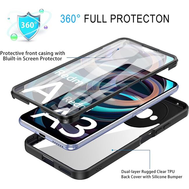 Pachet 360: Husa cu folie integrata pentru Xiaomi Redmi A3 Cover360 fata / spate - blue