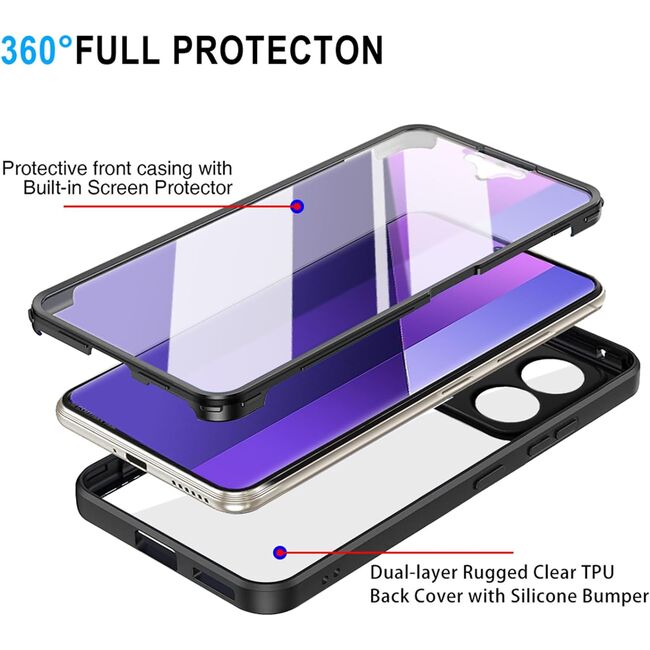 Pachet 360: Husa cu folie integrata pentru Oppo A79 Cover360 fata / spate - roz